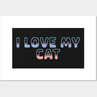 I Love My Cat Classic Video Game Graphic Peach Purple Blue Gradient Posters and Art